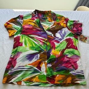Jams World “Island Breeze” Women’s Hawaiian Shirt Large NWT Tropical Vacation